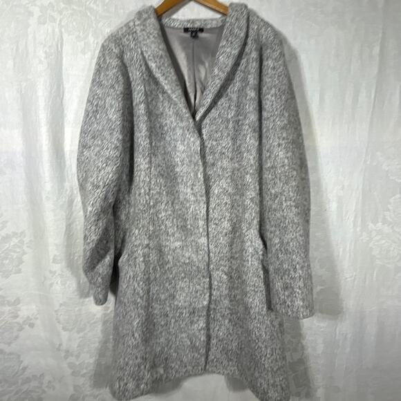 Torrid Pea Coat 3 3X Gray Heathered Long Lined Felt Hidden Buttons - Picture 14 of 14